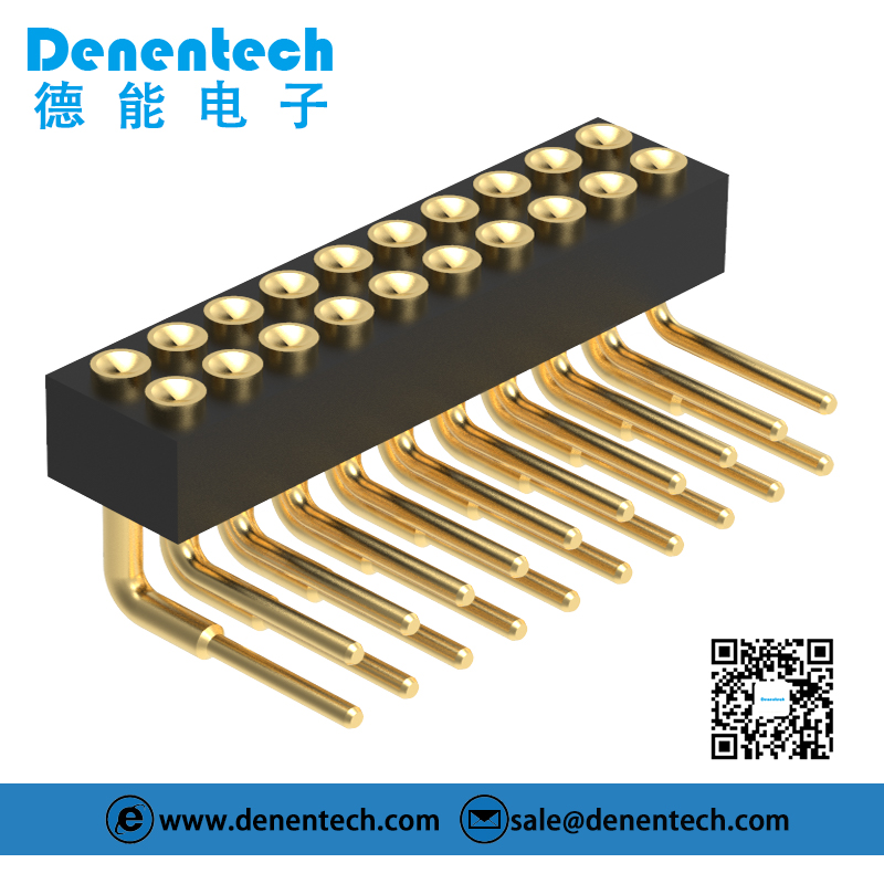 Denentech Factory OEM 1.27MM H2.0MM dual row female right angle concave pogo pin
