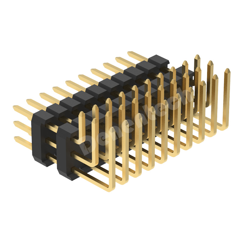 Denentech  2.00mm pin header triple row dual plastic right angle pin header pcb 90° female pcb pin heade