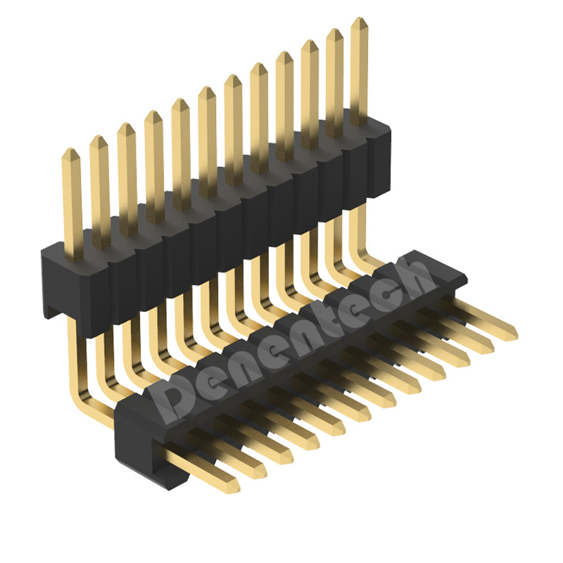 Denentech 1.27mm pin header single row dual plastic board space right angle 