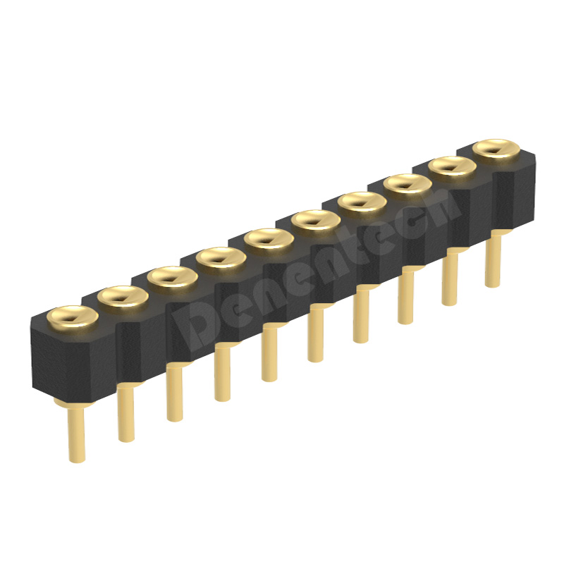 Denentech Gold Plated Electrical Contact 2.00MM H2.5MM single row female straight concave pogo pin