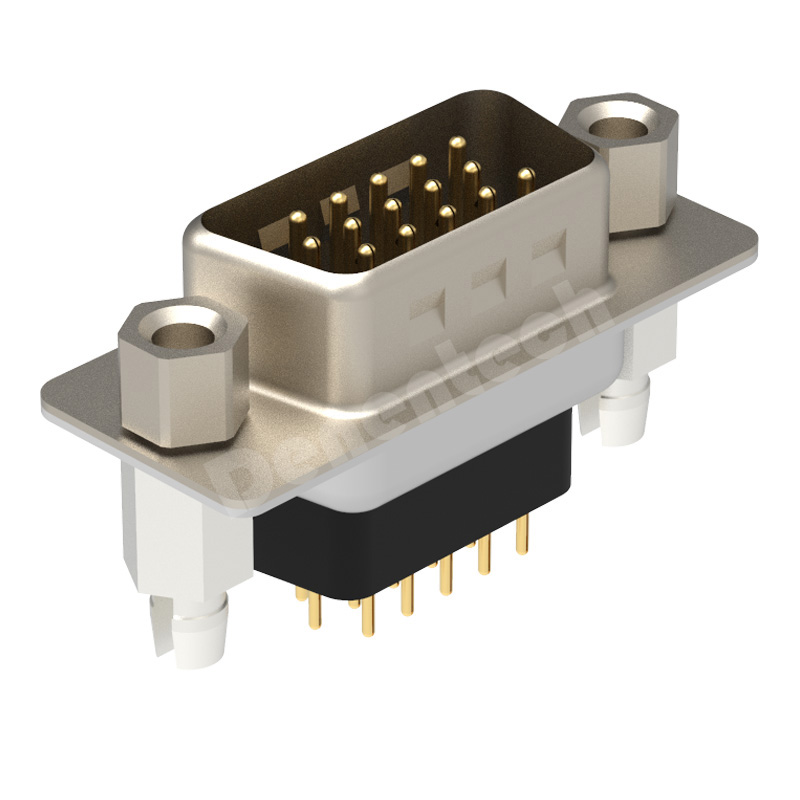 Denentech Gold plated d-sub connectors HDE 15P male Triple Row Straight DIP d-sub micro 15pin connector for pcb