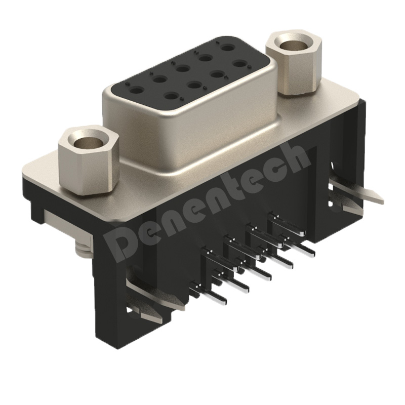 Denentech Factory direct sales HDR 9P H8.08 female right angle DIP d-sub 9pin connector micro d-sub connectors