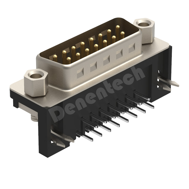 Denentech High quality HDR 15P H8.08 male right angle DIP d-sub 15 pin connector male d-sub connectors