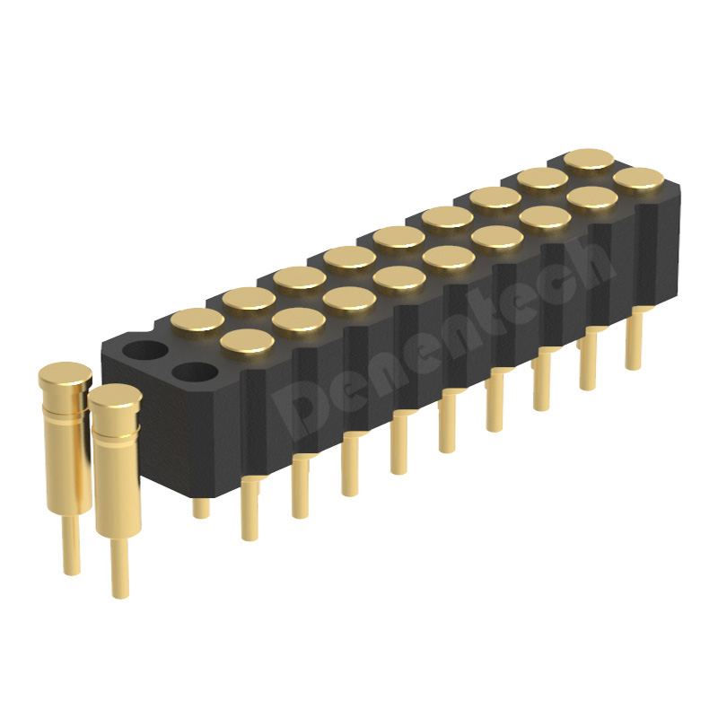 Denentech Micro Pogo Pins Manufacturer 2.00MM H4.0MM dual row female straight pogo pin connector 