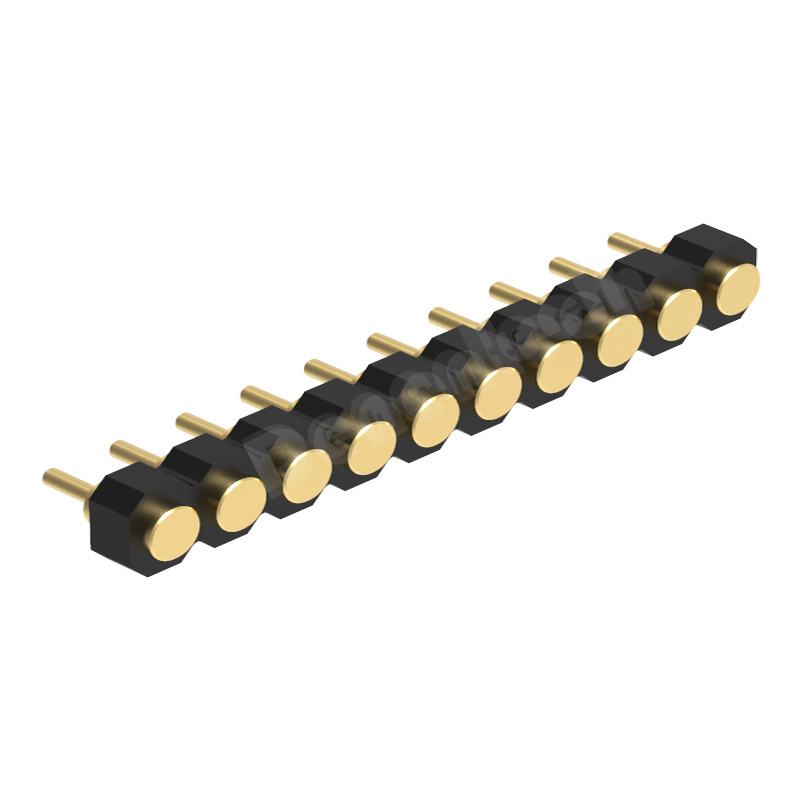 Denentech Gold Plated Electrical Contact 2.00MMH1.27MM single row female straight pogo pin connector 