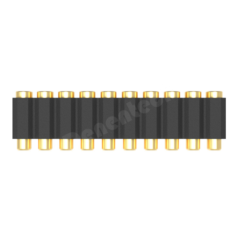 Denentech Spring Probe Supplier 2.00MM H4.0MM dual row female straight concave pogo pin connector 