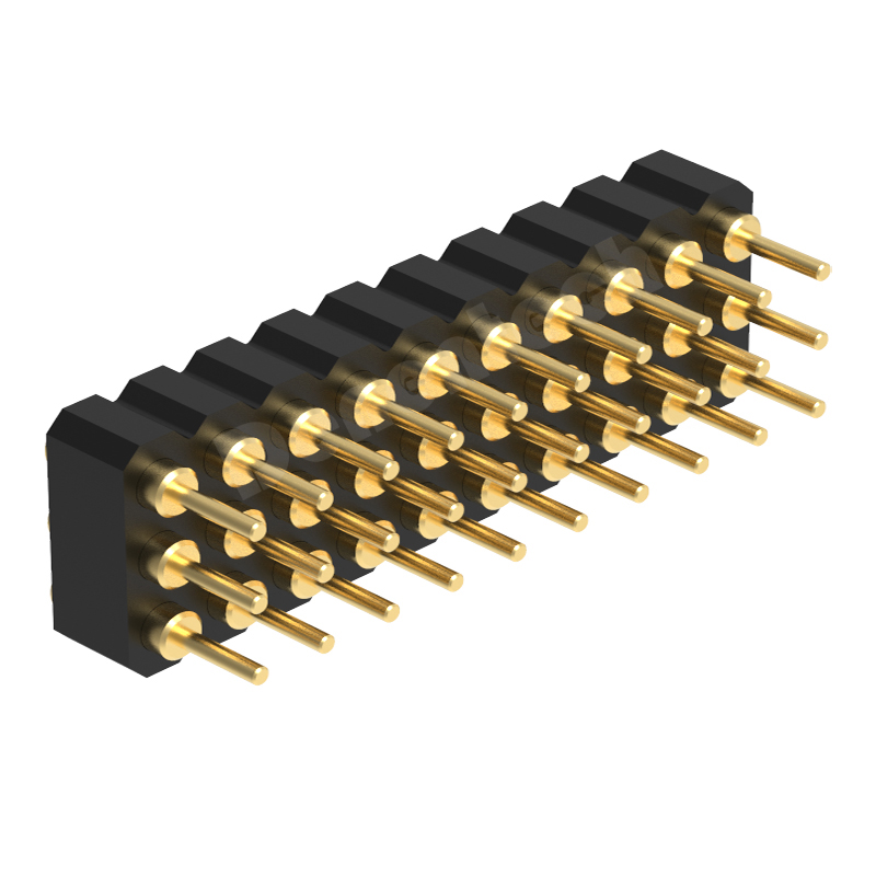 Denentech gold plated 2.00MM H2.5MM triple row female straight concave pogo pin connector