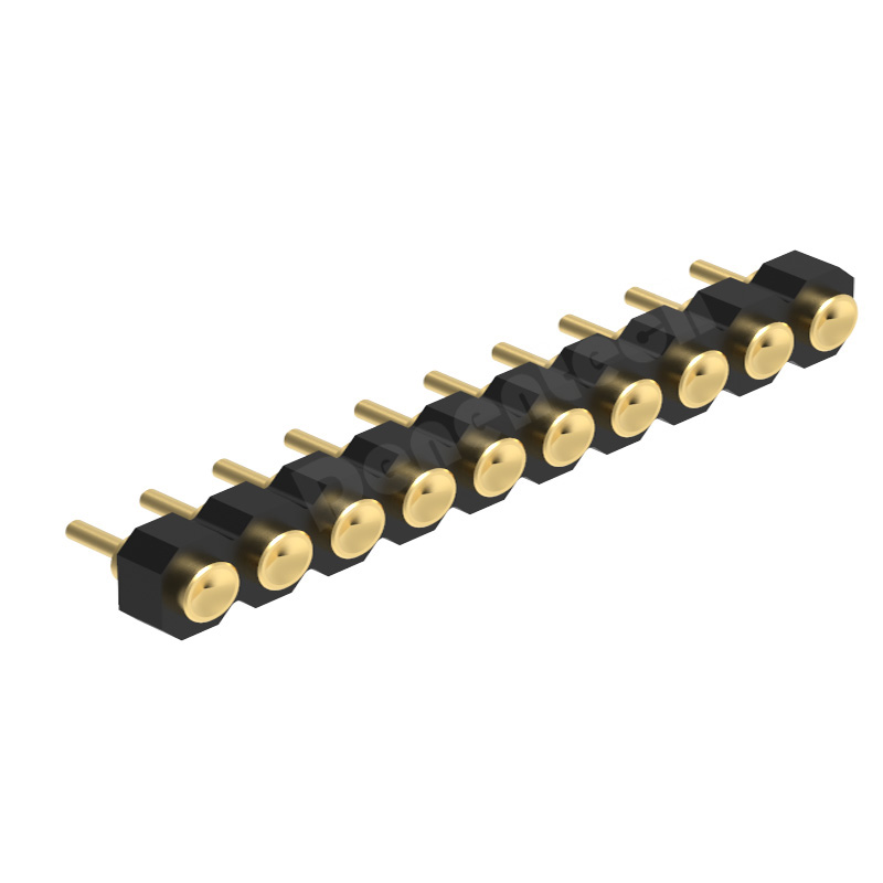 Denentech Spring Probe Supplier 2.00MMH1.27MM single row female straight concave  pogo pin connector