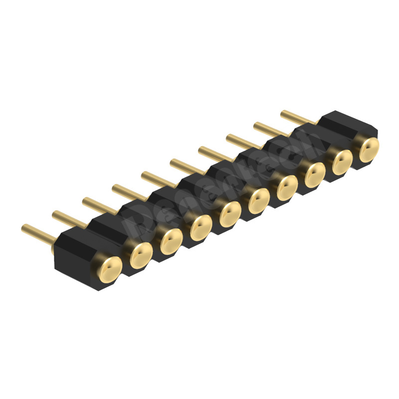 Denentech Gold Plated Electrical Contact 2.00MM H2.5MM single row female straight concave pogo pin