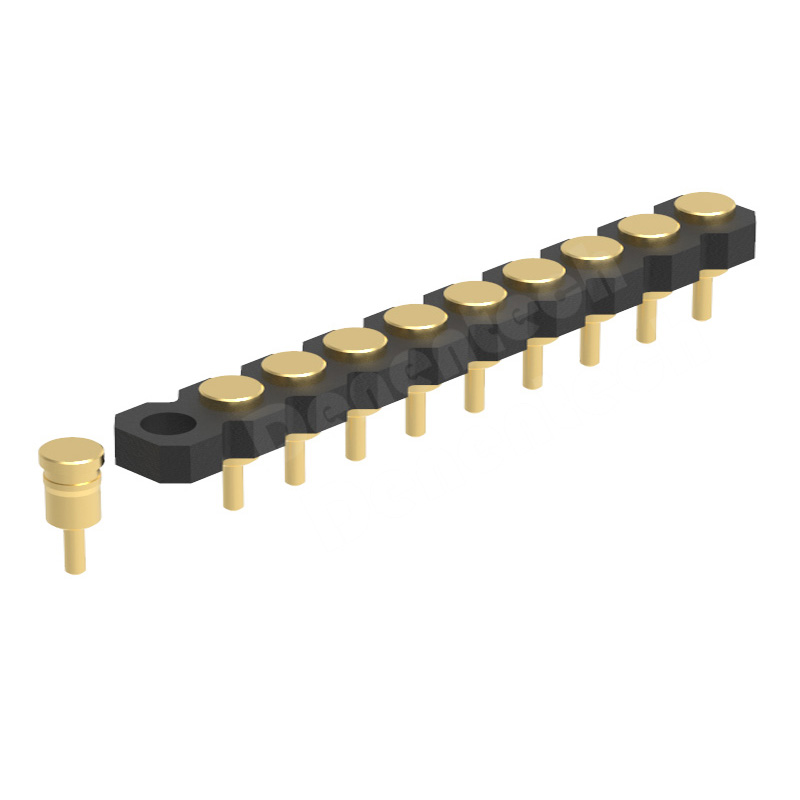 Denentech Gold Plated Electrical Contact 2.00MMH1.27MM single row female straight pogo pin connector 