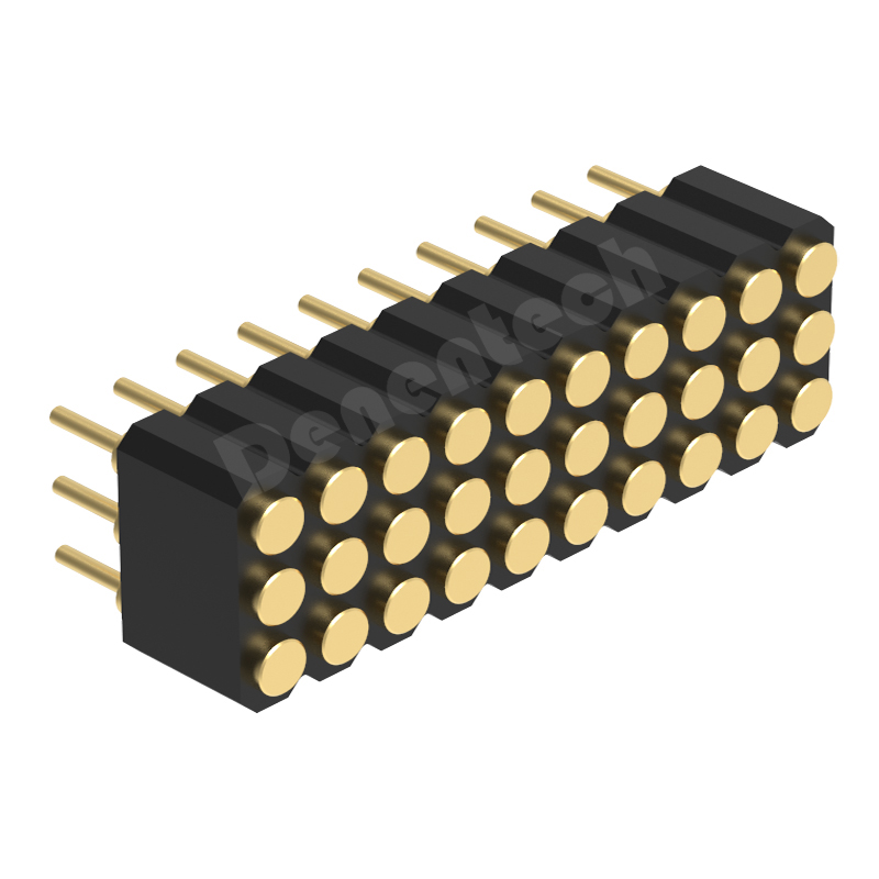 Denentech complete specifications2.00MM H4.0MM triple row female straight  pogo pin connector