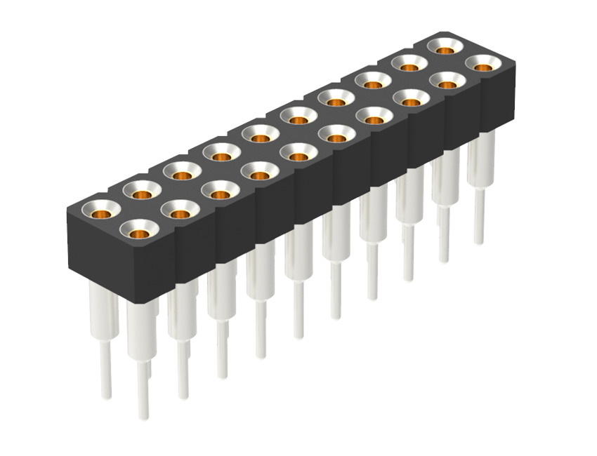 Machined female header connector