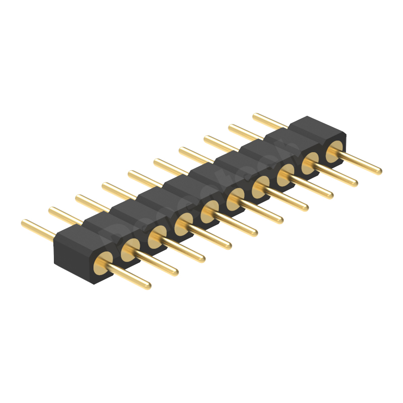 Denentech hot sale 2.00MM machined pin header H2.80xW2.20 single row straight DIP Gold plated circular hole pin header connector