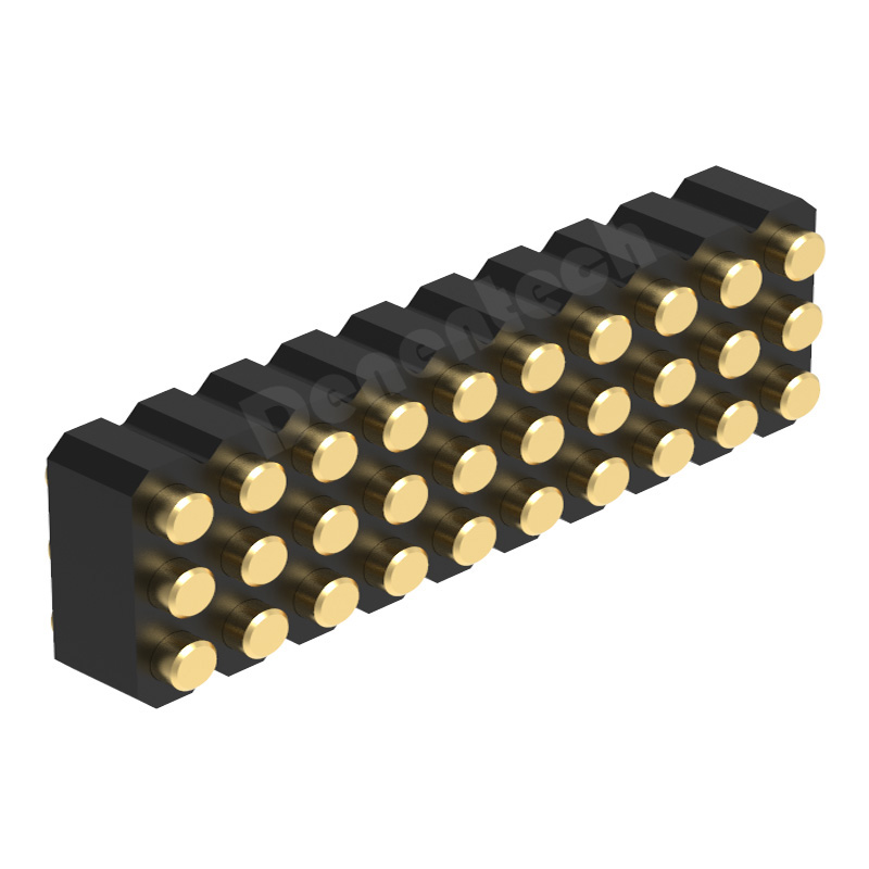 Denentech高质量2.00MMH2.5三排母座180度SMT平面弹簧针pogo pin
