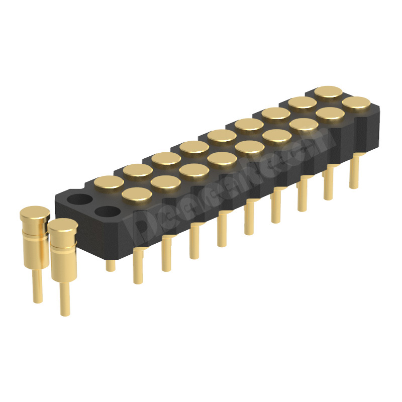 Denentech High Current Connectors 2.00MM H2.5MM dual row female straight pogo pin connector 