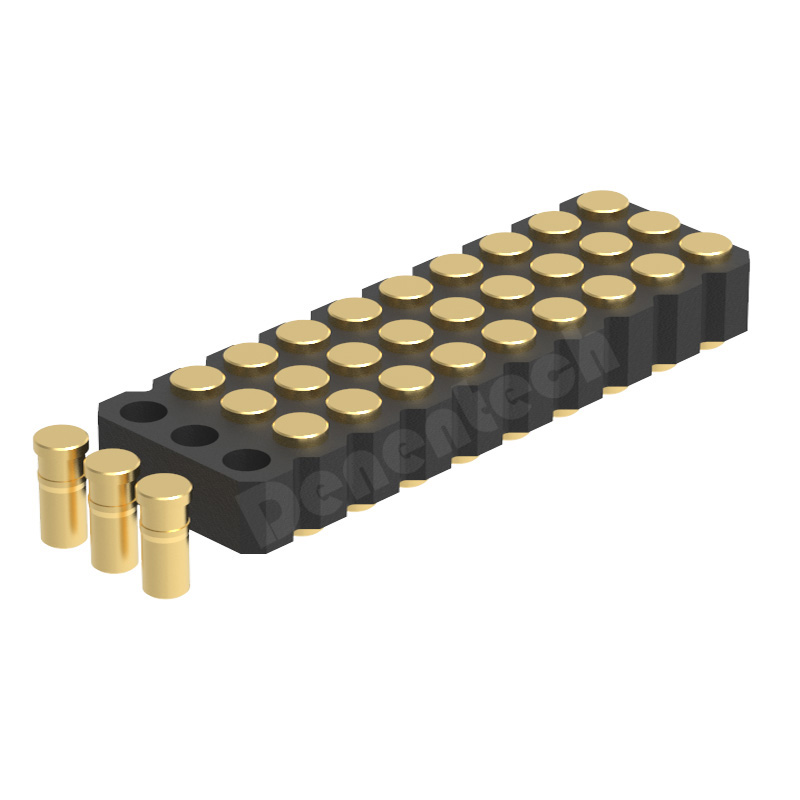 Denentech高质量2.00MMH2.5三排母座180度SMT平面弹簧针pogo pin