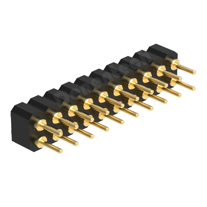 Denentech2.00MM弹簧针H2.5双排母座180度凹面