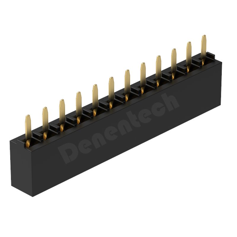 Denentech customized pin 2.54MM female header H6.8mm single row straight DIP female header connector