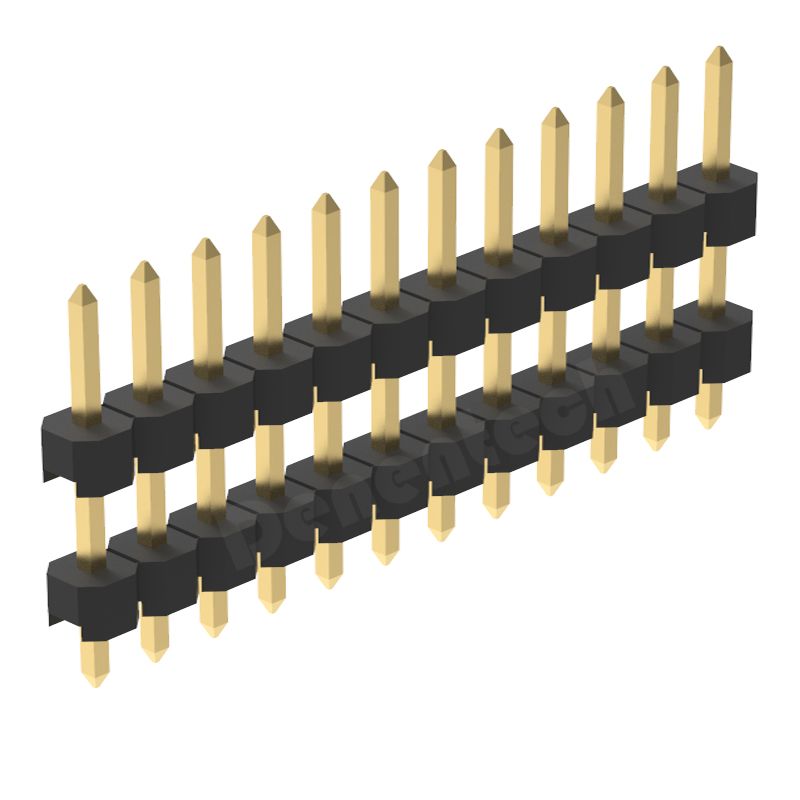 Denentech 2.54mm pin header single row dual plastic straight 2.54mm pin header Single row double plastic gold-plate