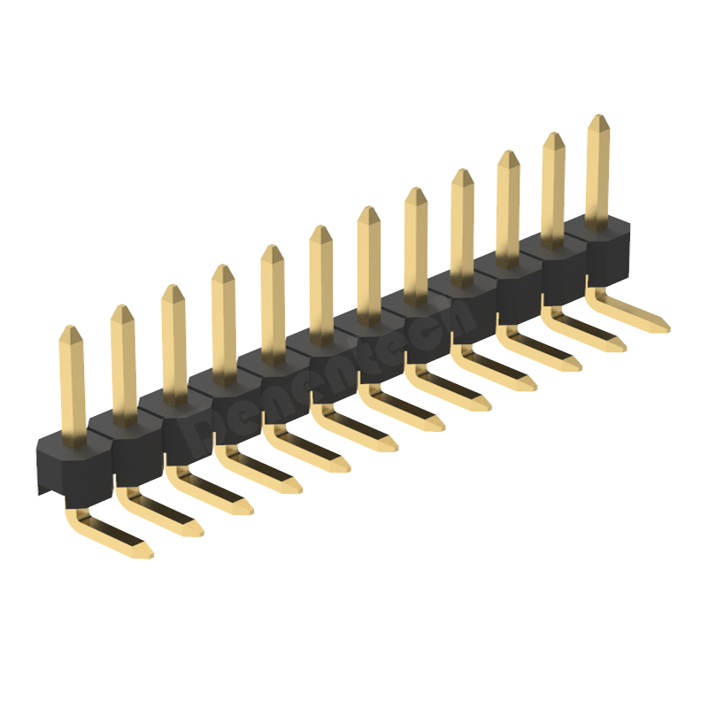 Denentech 2.54mm pin header single row right angle  2.54mm 40 pin header connector 1x40 pin single row row pin header 2.54mm 80pin