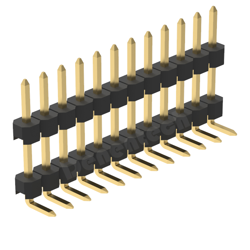 Denentech 2.54mm pin header single row dual plastic right angle 2.54mm pitch 40 pin gold pin header 90°