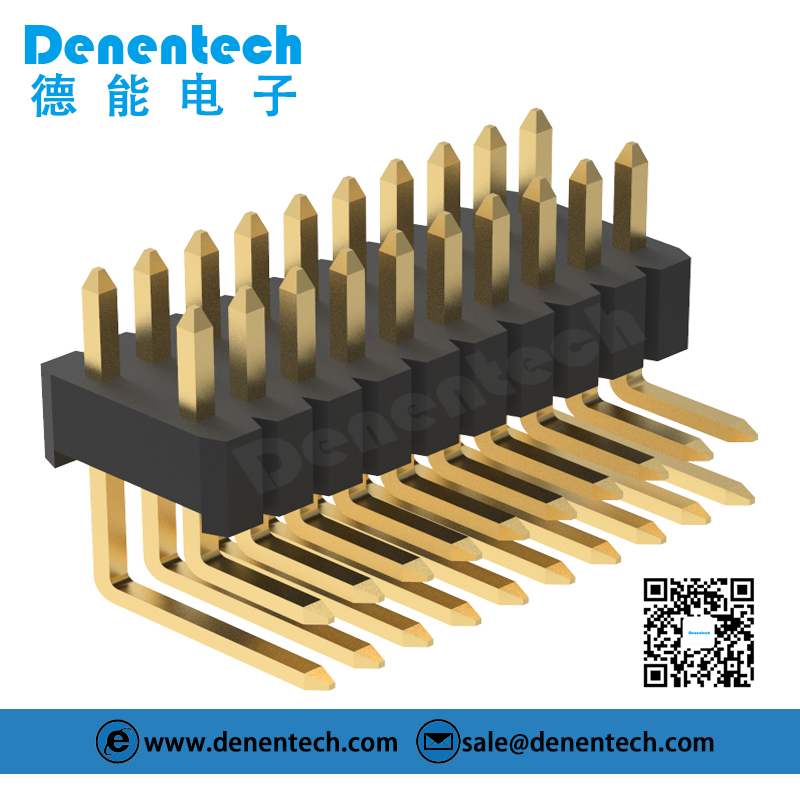 Denentech 1.27x2.54mm pin header dual row roght angle round female pin ...