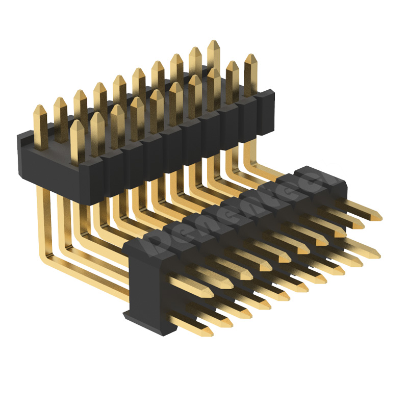 Denentech 1.27x2.54mm pin header dual row dual plastic board space right angle