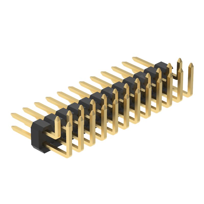 Denentech Gold Plating 2.54mm pitch dual row right angle DIP pin header connector