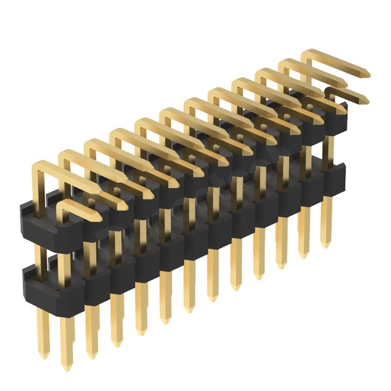 Denentech 2.54mm pin header dual row dual plastic right angle 2.54mm pitch 40 pin gold pin header 90°