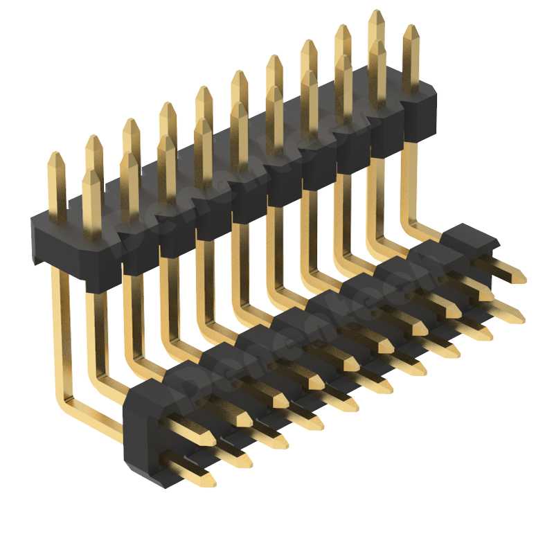 2.54mm pin header dual row dual plastic board space right angle  pin header 90 degree connector 