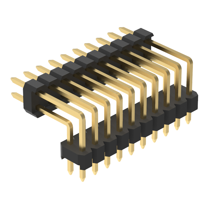 2.54mm pin header dual row dual plastic board space right angle  pin header 90 degree connector 