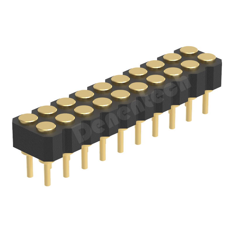 Denentech High Current Connectors 2.00MM H2.5MM dual row female straight pogo pin connector 