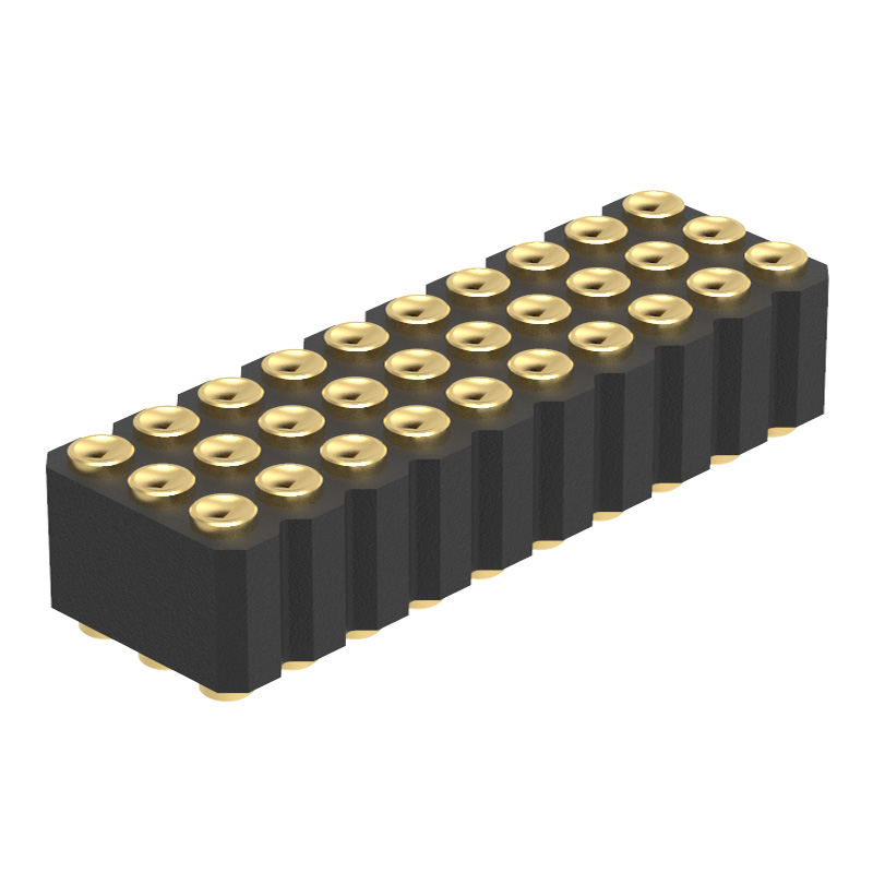 Denentech 2.00MM弹簧针H4.0三排母座180度SMT凹面pogo pin