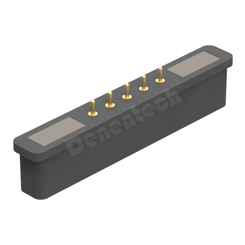 Denentech factory directly supply Rectangular magnetic pogo pin 5P straight male 5 pins pogo pin magnetic