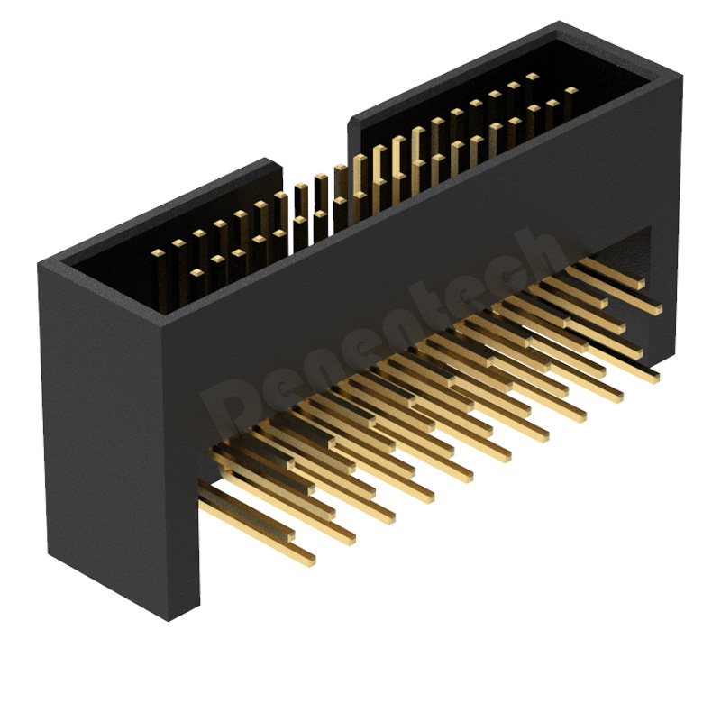 Denentech high quality 1.27x2.54MM H15.3MM four row right angle DIP box header pin connector