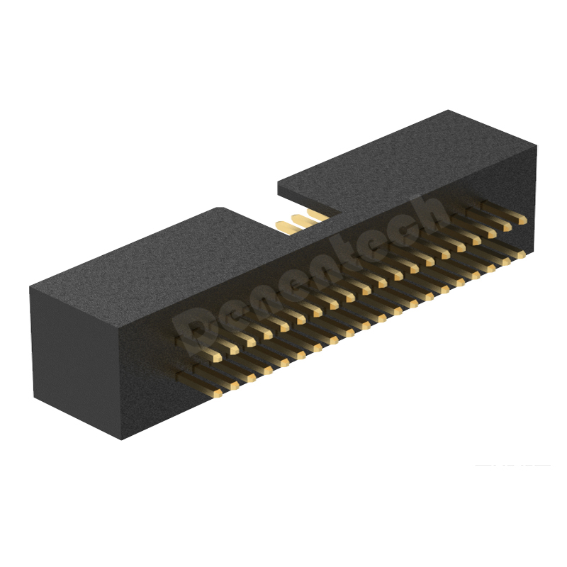 Denentech high quality 1.27x2.54mm pitch H7.1mm dual row straight DIP box header connector