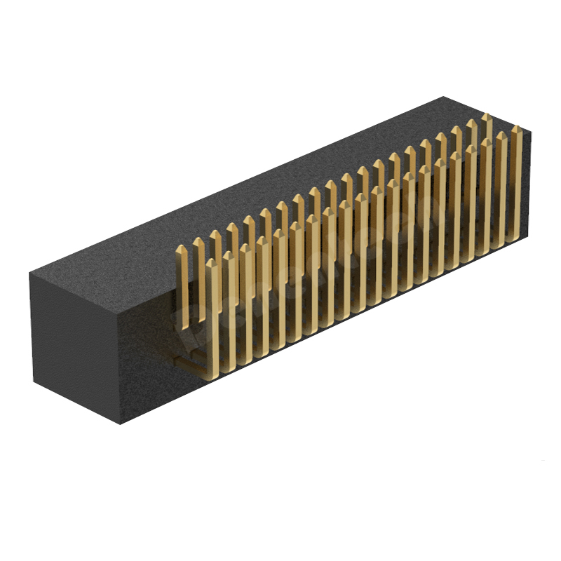 Denentech low price 1.27x2.54mm pitch H7.1mm dual row right angle DIP box header connector