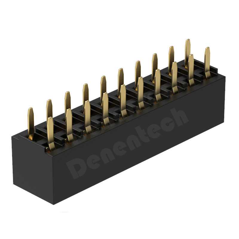 Denentech manufacturers supply 2.54MM H6.8 double-row female straight socket U-shaped terminal copper gold-plated