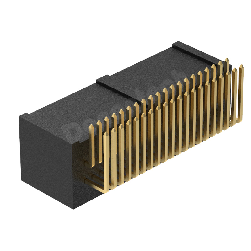 Denentech hot sale1.27x2.54MM H9.65MM dual row right angle DIP box header connector