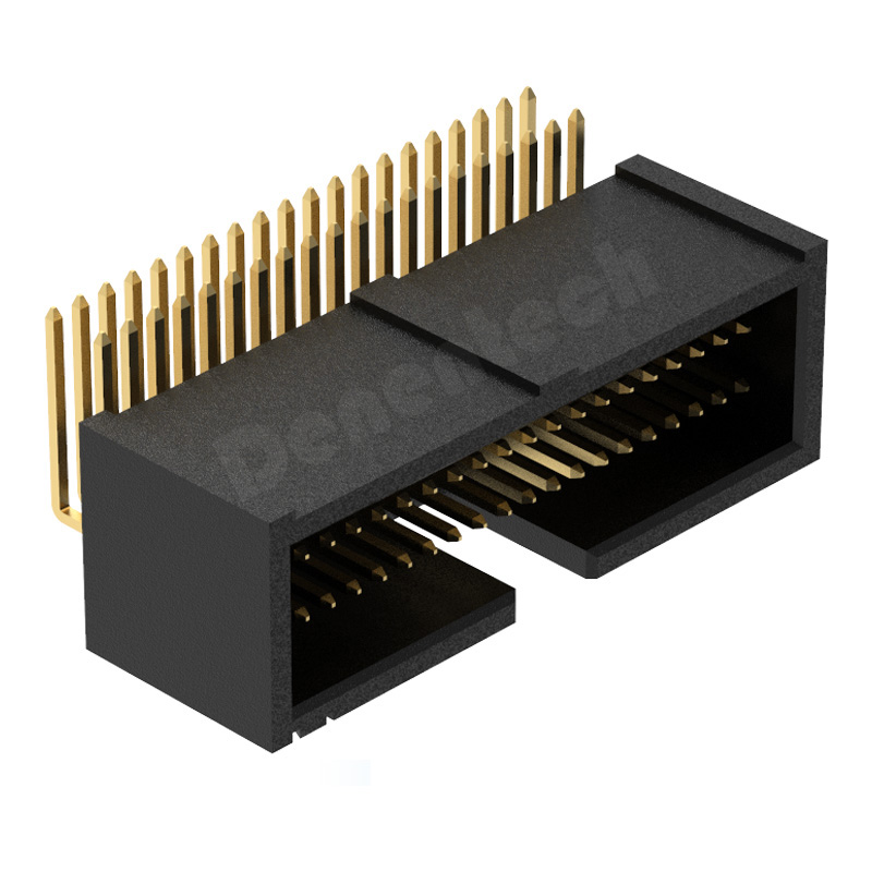 Denentech hot sale1.27x2.54MM H9.65MM dual row right angle DIP box header connector