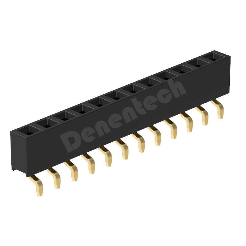 Denentech Factory Best Selling 2.54MM Female H5.7 Single Row right angle SMT Horizontal SMD female header