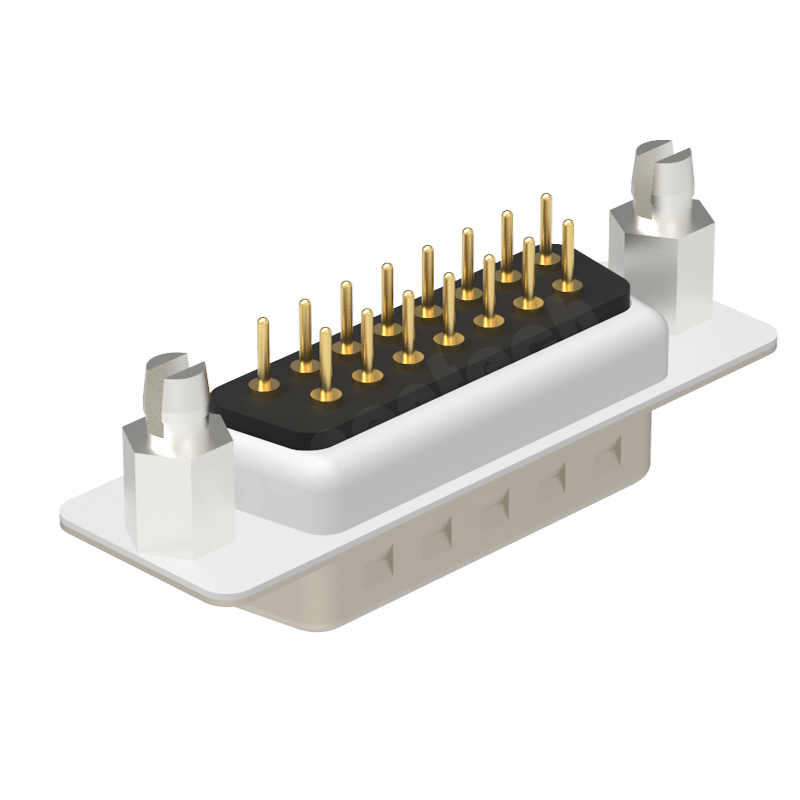 Denentech high quality d-sub connector 15 pin HD 15P male straight DIP 15 pin d-sub connectors