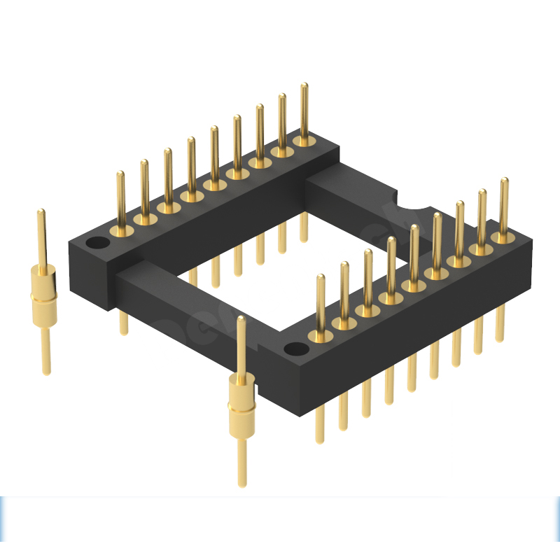 Denentech factory directly supply 1.778MM machined dual row straight IC socket