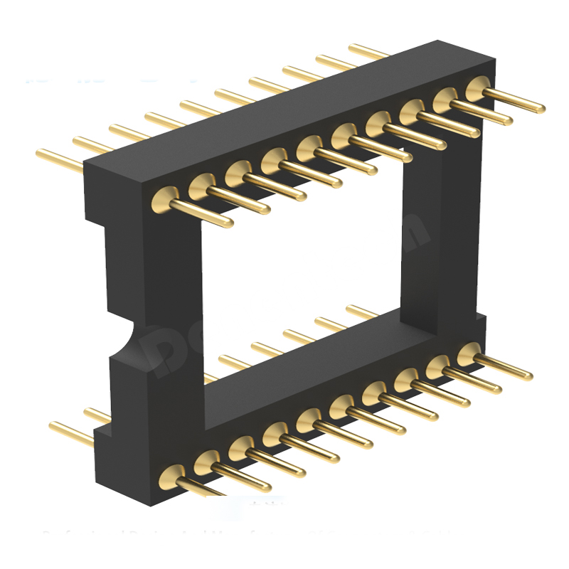 Denentech factory directly supply 1.778MM machined dual row straight IC socket