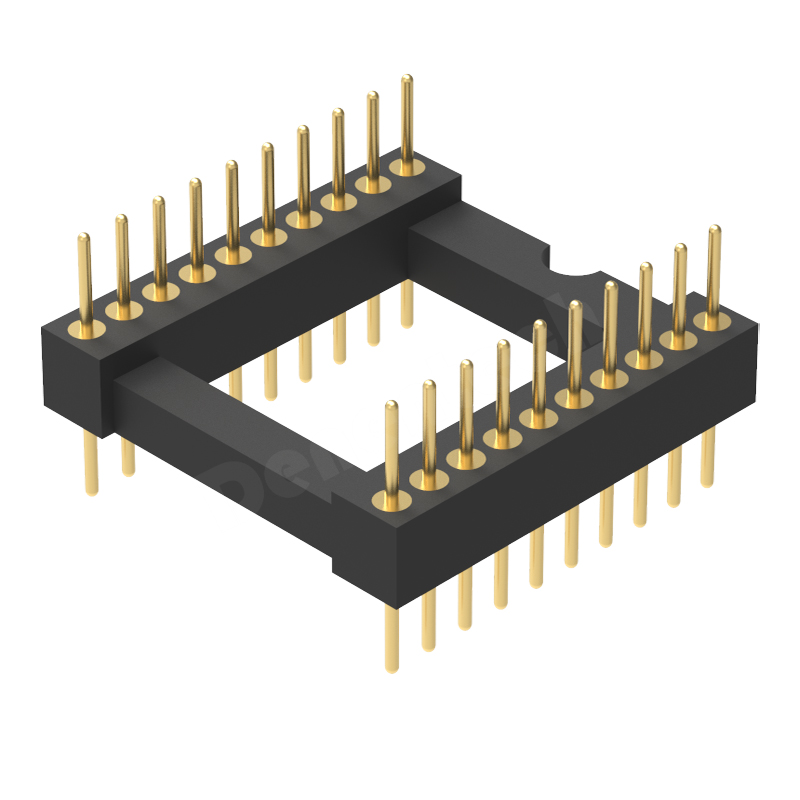 Denentech factory directly supply 1.778MM machined dual row straight IC socket