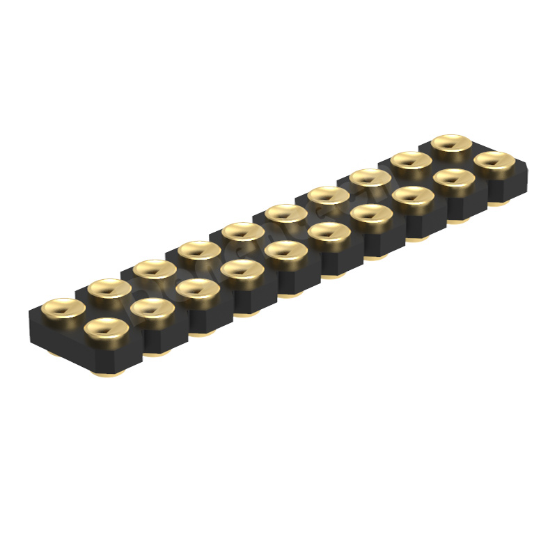 Denentech 2.54mm pitch H1.27 dual row female straight SMT concave pogo pin connector