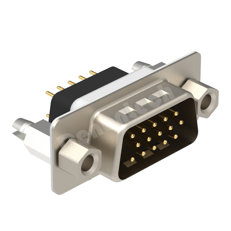 Denentech Gold plated d-sub connectors HDE 15P male Triple Row Straight DIP d-sub micro 15pin connector for pcb