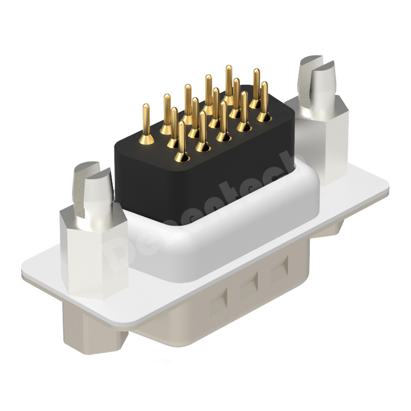 Denentech Gold plated d-sub connectors HDE 15P male Triple Row Straight DIP d-sub micro 15pin connector for pcb