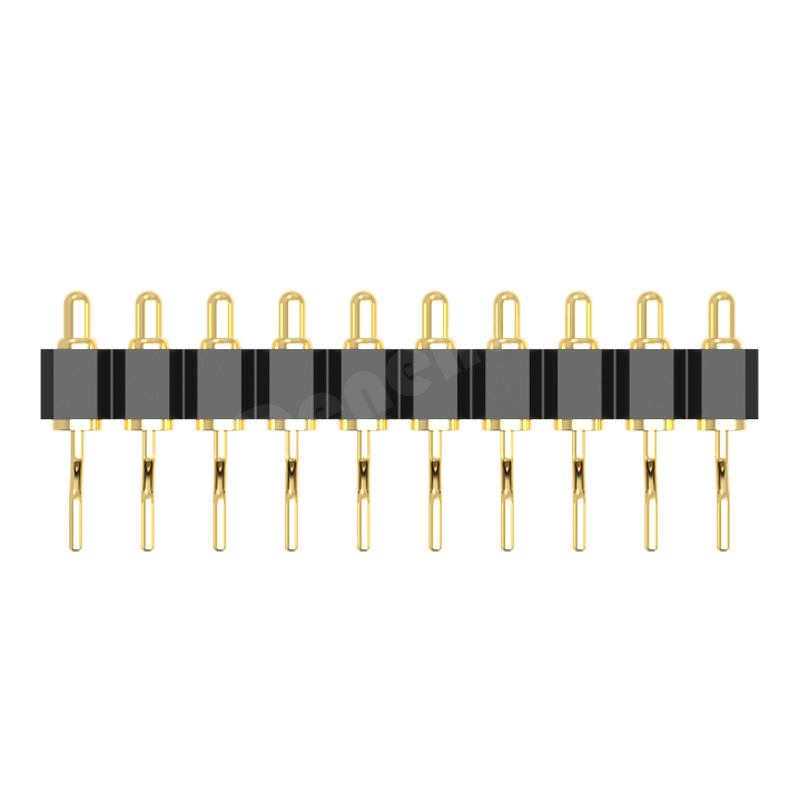 Denentech gold plating 2.54mm pitch H4.0 single row male right angle SMT pogo pin connector