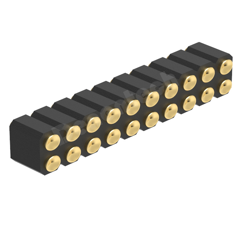 Denentech bulk supply 2.54mm pitch H4.0 dual row female straight SMT concave pogo pin connector